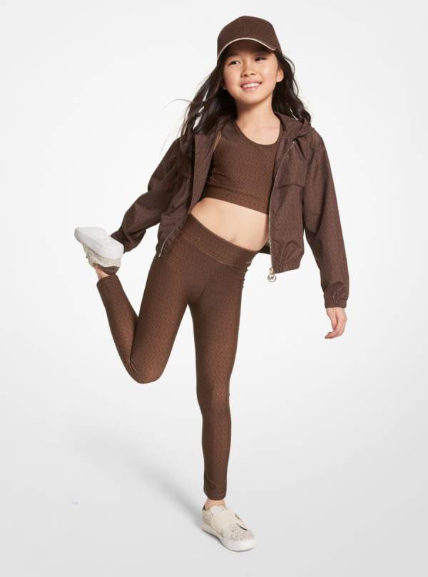Detske Leginy Michael Kors Girls Logo Stretch Jersey Čokoláda - Oblecenie Michael Kors Levně | CHUYA-8425